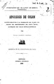 Cover of: Apoteosis de colon: Escritos relativos à la celebration del cuarto centenario del descubrimiento ...