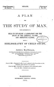 Cover of: A plan for the study of man: With Reference to Bills to Establish a ...