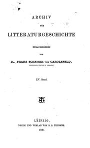 Cover of: Archiv für Litteraturgeschichte by Richard Gosche