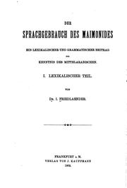 Cover of: Arabisch-deutsches Lexikon zum Sprachgebrauch des Maimonides: Ein Nachtrag ...