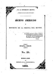 Cover of: Archivo americano y espiritu de la prensa del mundo