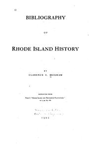 Cover of: Bibliography of Rhode Island History by Clarence Saunders Brigham