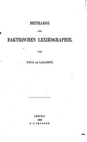 Cover of: Beitraege zur baktrischen Lexikographie