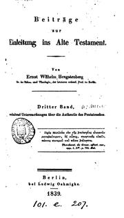Cover of: Beiträge zur Einleitung ins Alte Testament by Ernst Wilhelm Hengstenberg