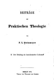 Beiträge zur praktischen Theologie by Franz Ludwig Steinmeyer
