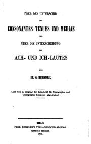 Cover of: Über den Unterschid der consonantes Tenues und Mediae und über die ...