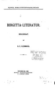 Cover of: Birgitta-literatur: bibliografi by Gustaf Edvard Klemming