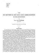 Cover of: Über die Bestimmung der Bahn eines Himmelskörpers aus drei Beobachtungen