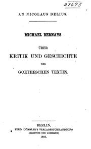 Cover of: Über Kritik und Geschichte des Goetheschen Textes