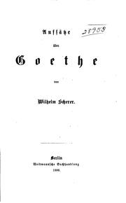 Cover of: Aufsätze über Goethe by Wilhelm Scherer