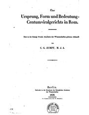 Cover of: Über Ursprung, Form und Bedeutung des Centumviralgerichts in Rom