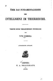 Cover of: Über das Fundamentalgesetz der Intelligenz im Thierreiche by Tito Vignoli