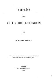Cover of: Beiträge zur Kritik des Lohengrin...