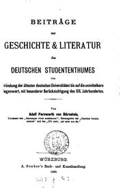 Cover of: Beiträge zur Geschichte & Literatur des deutschen Studententhumes