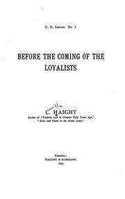 Cover of: Before the Coming of the Loyalists by Canniff Haight