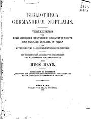 Cover of: Bibliotheca Germanorum Nuptialis: Verzeichnis von Einzeldrucken deutscher ...