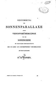 Cover of: Bestimmung der Sonnenparallaxe durch Venusvorübergänge vor der Sonnenscheibe by Peter Andreas Hansen