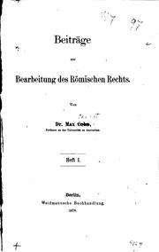 Cover of: Beiträge zur Bearbeitung des römischen rechts