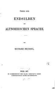 Cover of: Über die Endsilben der altnordischen Sprache