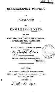 Cover of: Bibliographia poetica: a catalogue of Engleish [sic] poets [by J. Ritson.].