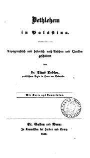 Cover of: Bethlehem in Palästina, topographisch und historisch ... geschildert