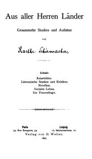 Cover of: Aus aller Herren Länder: Gesammelte Studien und Aufsätze
