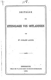 Cover of: Beiträge zur Ethnologie von Ostladinien