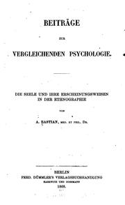 Cover of: Beiträge zur vergleichenden Psychologie: Die Seele und ihre Erscheinungsweisen in der Ethnographie