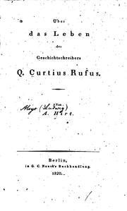 Cover of: Über das Leben des Geschichtschreibers Q. Curtius Rufus