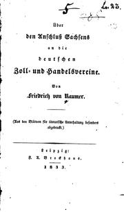 Cover of: Über den Anschluss Sachsens an die deutschen Zoll- und Handelsvereine