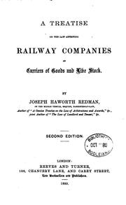 Cover of: A Treatise on the Law Affecting Railway Companies as Carriers of Goods and Live Stock