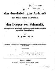 Cover of: Über den durchsichtigen Andalusit von Minas Novas in Brasilien