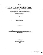 Cover of: Über das albanesische in seinen verwandtschaftlichen Beziehungen by Franz Bopp