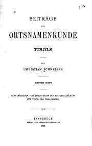 Cover of: Beiträge zur Ortsnameskunde Tirols, von Christian schneller... by Christian Schneller