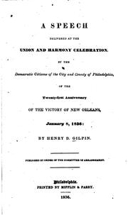 Cover of: A Speech Delivered at the Union and Harmony Celebration, by the Democratic ...