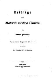 Cover of: Beiträge zur Materia medica China's by Daniel Hanbury