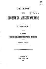 Cover of: Beiträge zur deutschen Altertumskunde