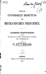 Cover of: Über die universelle Bedeutung der mechanischen Principien: Academische ...