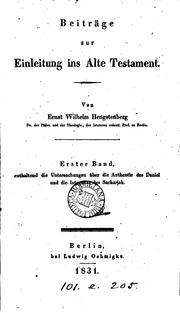 Beiträge zur Einleitung ins Alte Testament by Ernst Wilhelm Hengstenberg