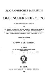 Cover of: Biographisches Jahrbuch und deutscher Nekrolog by Anton Bettelheim