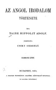 Cover of: Az Angol irodalom története by Hippolyte Taine