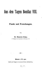 Cover of: Aus den Tagen Bonifaz VIII: Funde und Forschungen