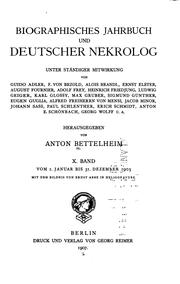 Cover of: Biographisches Jahrbuch und deutscher Nekrolog by Anton Bettelheim