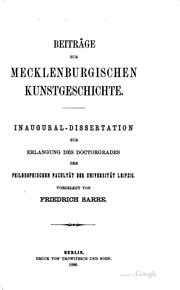 Cover of: Beitraege zur mecklenburgischen Kunstgeschichte