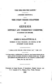 Cover of: 'The Bible for the pandits', the first 3 chapters of Genesis commented in Sansk. and English by James Robert Ballantyne