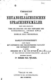 Cover of: Übersicht der neuangelsächsischen Sprachdenkmäler: Nebst einer Abhandlung...