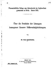 Cover of: Über die Produkte der Lösungen homogener linearer Differentialgleichungen by Paul Schafheitlin