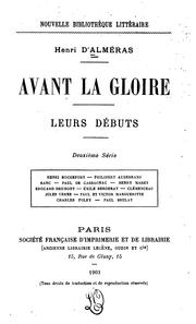 Cover of: Avant la gloire: leur débuts...