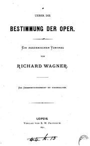 Cover of: Über dei Bestimmung der Oper: Ein akademischer Vortrag