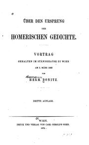 Cover of: Über den Ursprung der homerischen Gedichte: Vortrag, gehalten im Ständehaus zu Wien, am 3. März 1860